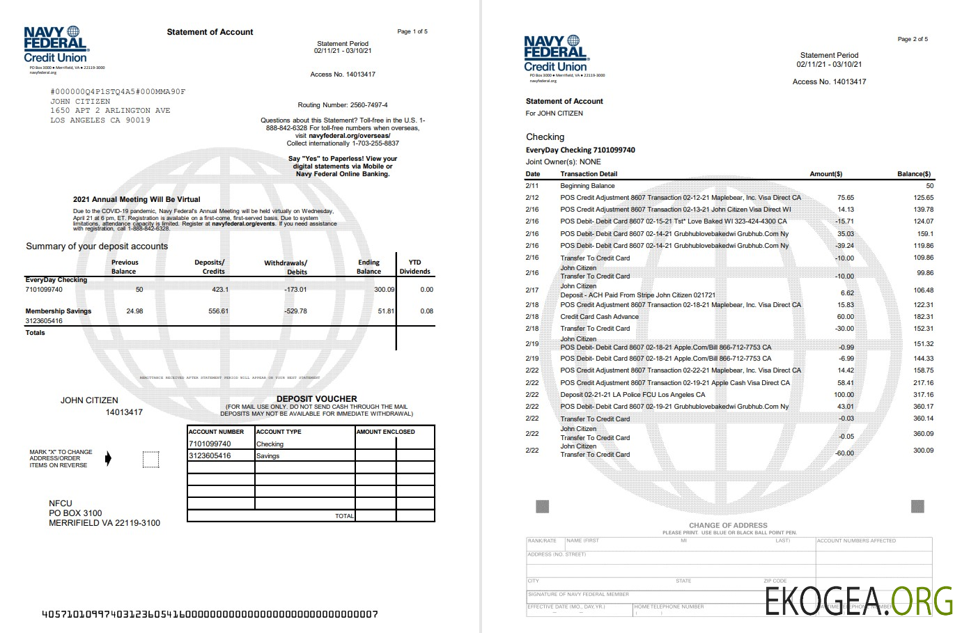 USA Navy Federal 5 pages excel pdf